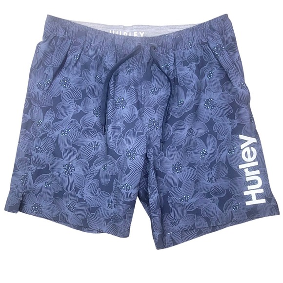 Hurley Other - Hurley Mens XL Blue Floral Board Shorts Swim Trunks Drawstring Elastic Waist